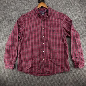 Chaps Button Down Shirt Mens XXL Red Plaid Excellent Stretch Easy Care